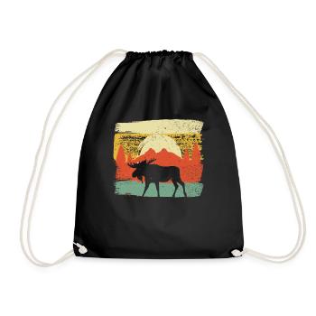 Vintage Elk Hunting Retro Huntsman Hunter Wildlife - Drawstring Bag - black - Front