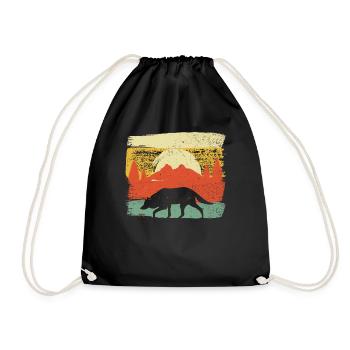 Vintage Wolf Retro Jäger Naturliebhaber - Turnbeutel - Schwarz - Vorne