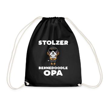 Bernedoodle Opa Hund Mit Sonnenbrille - Turnbeutel - Schwarz - Vorne