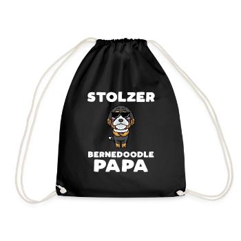 Bernedoodle Papa Hund Mit Sonnenbrille - Turnbeutel - Schwarz - Vorne