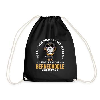 Bernedoodle Dog - Drawstring Bag - black - Front