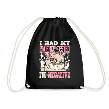 Patience Tested Negative Cat Cat Lovers - Drawstring Bag - black - Front