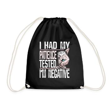 Patience Tested Negative Cat Cat Lovers - Drawstring Bag - black - Front