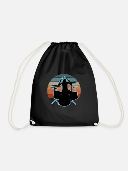 Drummer and drums - Drawstring Bag - black
