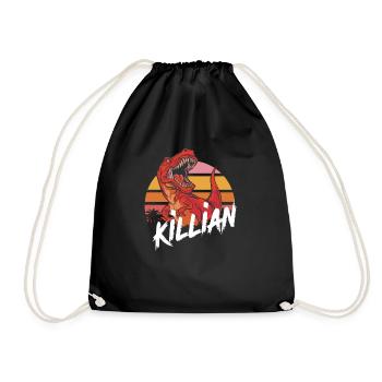 KILLIAN - Beau prénom de garçon avec T-REX Dino - Sac de sport léger - noir - Devant
