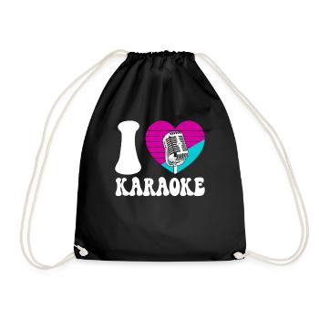 Karaoke Singer Heart I Love - Drawstring Bag - black - Front
