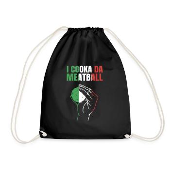 Spaghetti aux boulettes de viande drôle de cadeau italien - Sac de sport léger - noir - Devant