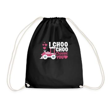 I Choo Choo Choose You Valentine's Day Train Lover - Drawstring Bag - black - Front