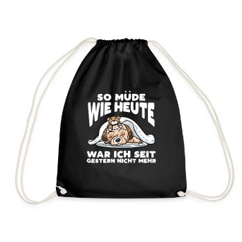 Maltipoo Hund Mit Kuscheltier Schlafen Schlummern - Turnbeutel - Schwarz - Vorne