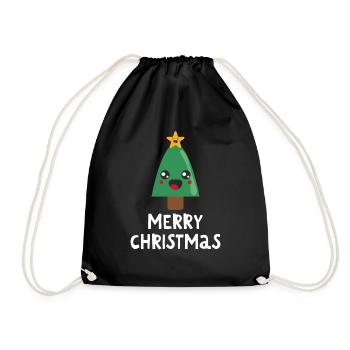 Merry Christmas Lustiges Weihnachtsshirt - Turnbeutel - Schwarz - Vorne