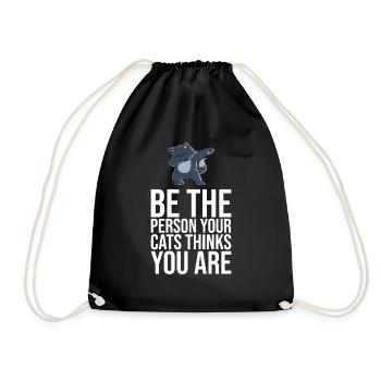 Dabbing Cat Funny Cat - Drawstring Bag - black - Front