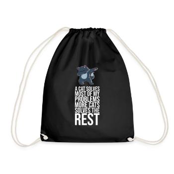 Dabbing Cat Funny Cat - Drawstring Bag - black - Front