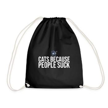 Dabbing Cat Funny Cat - Drawstring Bag - black - Front