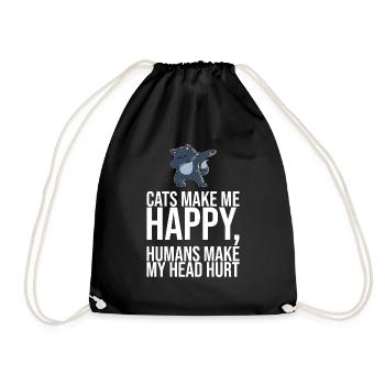 Dabbing Cat Funny Cat - Drawstring Bag - black - Front