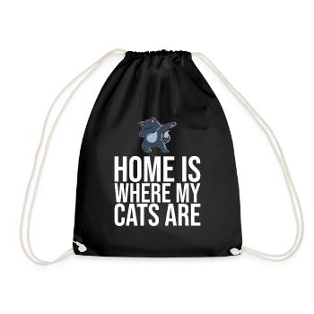 Dabbing Cat Funny Cat - Drawstring Bag - black - Front