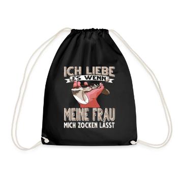 Gamer Ich Liebe meine Frau Zocker Zocken - Turnbeutel - Schwarz - Vorne