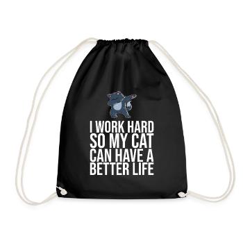 Dabbing Cat Funny Cat - Drawstring Bag - black - Front