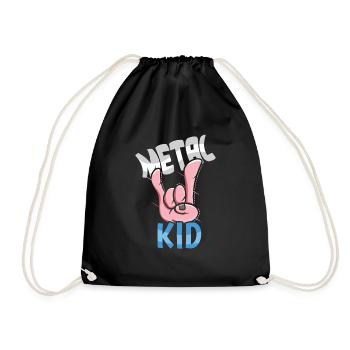Rock Sign Rock Hand Metal Kid Music Lover Rocker - Drawstring Bag - black - Front