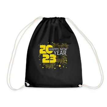 Fireworks Happy New Year 2023 Hello 2023 New Year - Drawstring Bag - black - Front