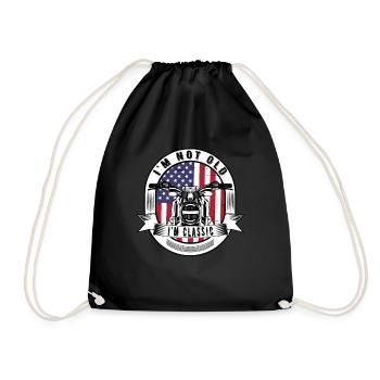 I'm Not Old I'm Classic. Biker Graphic Motorcycle - Drawstring Bag - black - Front