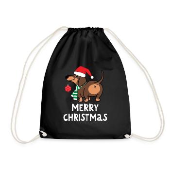 Merry Christmas Funny Christmas Shirt - Drawstring Bag - black - Front