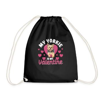 Mein Yorkie ist mein Valentinstag Valentine's Day - Turnbeutel - Schwarz - Vorne