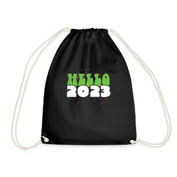 Hello 2023 Love Happy New Year 2023 New Year - Turnbeutel - Schwarz - Vorne