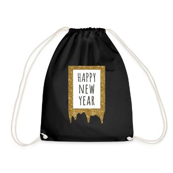 Greetings Happy New Year 2023 Hello 2023 New Year - Turnbeutel - Schwarz - Vorne