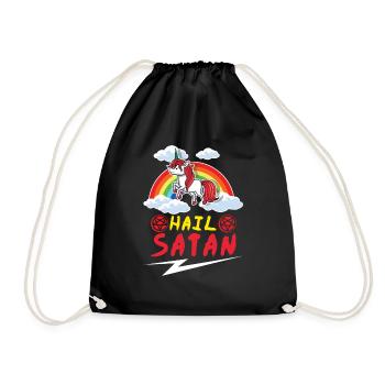 Satan Unicorn Rainbow Metal Music Lover Rock - Turnbeutel - Schwarz - Vorne