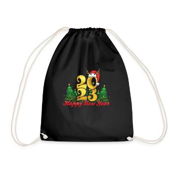 Christmas Happy New Year 2023 Hello 2023 New Year - Drawstring Bag - black - Front