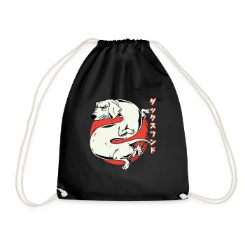 Japanischer Dackel Drache Dog Fun Dackel - Turnbeutel - Schwarz - Vorne
