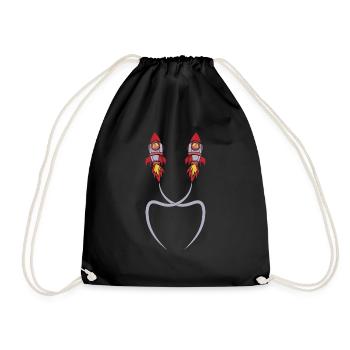 Space Travel Rocket Ship Heart Space Ship Heart Sp - Turnbeutel - Schwarz - Vorne
