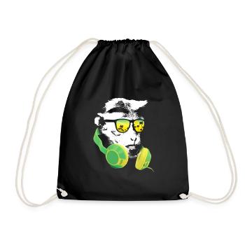 Affe DJ mit Kopfhörer und Sonnenbrille Geschenk Pa - Turnbeutel - Schwarz - Vorne