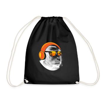 Monkey DJ mit Kopfhörer und Sonnenbrille Geschenki - Turnbeutel - Schwarz - Vorne