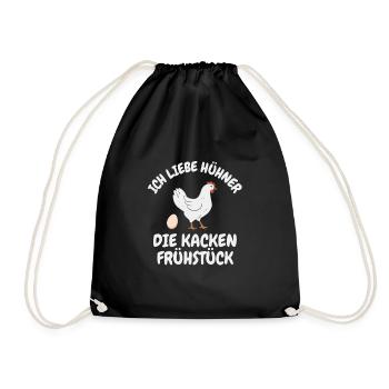 Ich liebe Hühner - Turnbeutel - Schwarz - Vorne