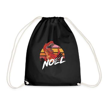 NOEL - Schöner Jungen Name mit T-REX Dino - Turnbeutel - Schwarz - Vorne