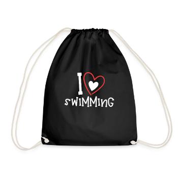Schimmer Schwimmen I Love Swimming - Turnbeutel - Schwarz - Vorne