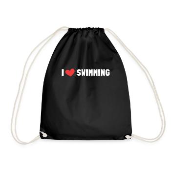 Schimmer Schwimmen I Love Swimming - Turnbeutel - Schwarz - Vorne