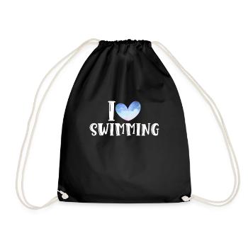 Schimmer Schwimmen I Love Swimming - Turnbeutel - Schwarz - Vorne
