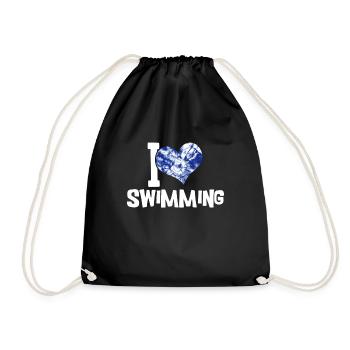 Schimmer Schwimmen I Love Swimming - Turnbeutel - Schwarz - Vorne
