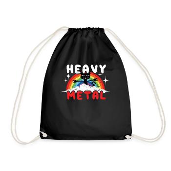 Rainbow Cat Kawaii Heavy Meow Metal Music Lover - Turnbeutel - Schwarz - Vorne