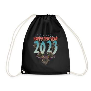 Fireworks Happy New Year 2023 New Year - Turnbeutel - Schwarz - Vorne