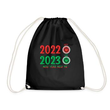 2022 Off 2023 On Happy New Year 2023 New Year - Turnbeutel - Schwarz - Vorne