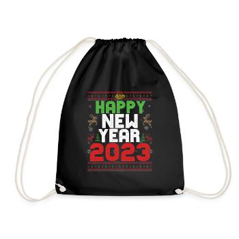 Happy New Year 2023 Hello New Year Ugly Christmas - Turnbeutel - Schwarz - Vorne