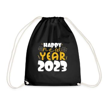 Love Celebrate 2023 Hello 2023 Happy New Year 2023 - Drawstring Bag - black - Front