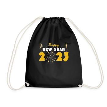 Celebrate 2023 Hello 2023 Happy New Year 2023 - Drawstring Bag - black - Front