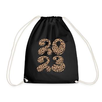 Leopard Happy New Year 2023 Hello 2023 New Year - Turnbeutel - Schwarz - Vorne