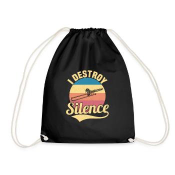 I Destroy Silence Trombone Player Marching Band Tr - Drawstring Bag - black - Front