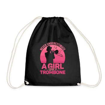Never Underestimate A Girl With A Trombone Trombon - Drawstring Bag - black - Front