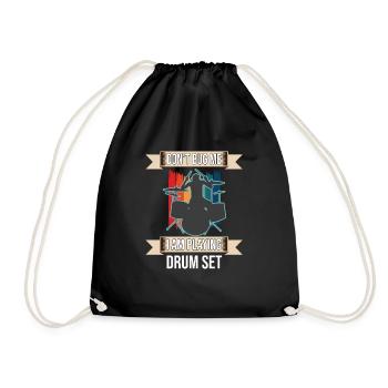 Don't Bug Me I Am Playing Drum Set - Drawstring Bag - black - Front